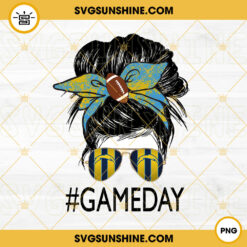 Los Angeles Chargers Game Day Messy Bun PNG, Football Mom PNG, Chargers Football NFL PNG Digital File