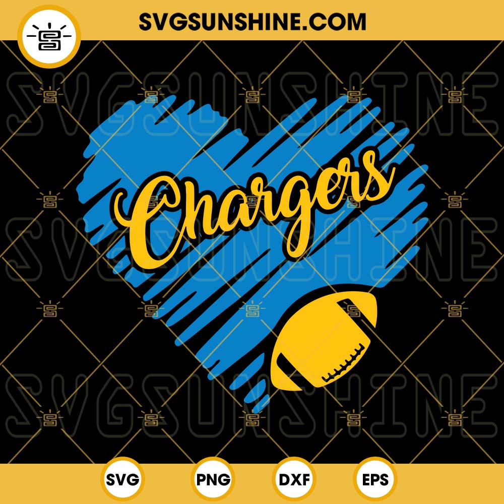 Los Angeles Chargers Heart SVG, Chargers Football SVG, NFL Team SVG PNG DXF EPS Files For Cricut