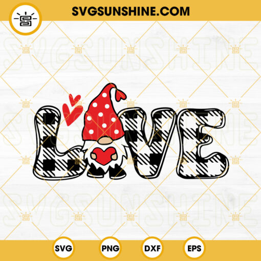 Love Gnome SVG, Valentine Gnome SVG, Happy Valentine’s Day SVG PNG DXF EPS Instant Download
