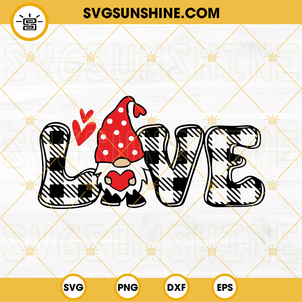 Love Gnome SVG, Valentine Gnome SVG, Happy Valentine's Day SVG PNG DXF EPS Instant Download