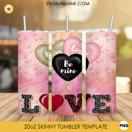 Love Heart Balloons Tumbler Wrap, Valentine’s Day Tumblers Designs
