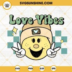 Smile Face Love Vibes SVG, Boy Valentines SVG, Smiley Face SVG, Retro Kid Valentines SVG Cut File