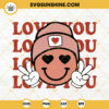 Love You SVG, Smiley Face SVG, Retro Valentine SVG, Valentine's Day SVG PNG DXF EPS Cut Files