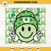 Lucky Charm Smiley Face SVG, Shamrock SVG, Retro St Patricks Day SVG PNG DXF EPS