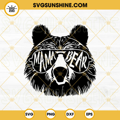 Mama Bear SVG, Bear With Glasses SVG, Mommy SVG, Mothers Day SVG PNG DXF EPS Files