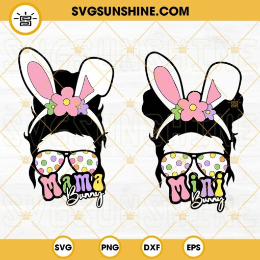 Mama Bunny Mini Bunny SVG, Rabbit Ears SVG, Mom Life SVG, Easter Mama SVG PNG DXF EPS Cut Files