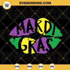 Mardi Gras Lips SVG, Mardi Gras Kiss SVG, Mardi Gras SVG PNG DXF EPS Silhouette Cricut