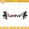 Mickey Minnie Love Embroidery Designs, Disney Valentines Embroidery Files