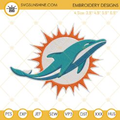 Miami Dolphins Logo Embroidery Files, NFL Football Team Machine Embroidery Designs