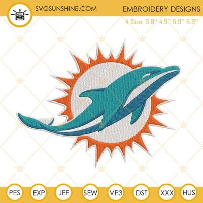 Miami Dolphins Logo Embroidery Files, NFL Football Team Machine ...