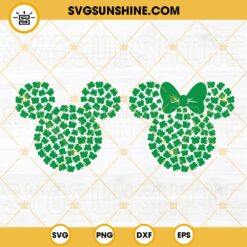 Mickey And Minnie Shamrocks SVG Bundle, Four Leaf Clover SVG, Disney Patricks Day SVG, St Patricks Day Mickey Minnie SVG