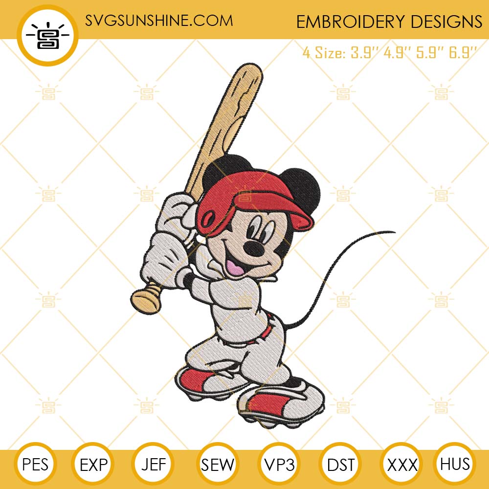 Mickey Mouse Baseball Embroidery Machine Design Files