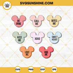 Mickey Candy Hearts SVG, Mickey Mouse Valentines SVG, Conversation Hearts SVG File
