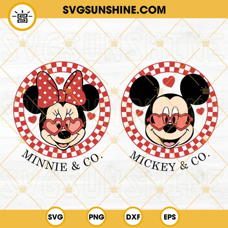 Mickey Minnie Mouse Hearts SVG Bundle, Mickey Minnie Valentine's Day