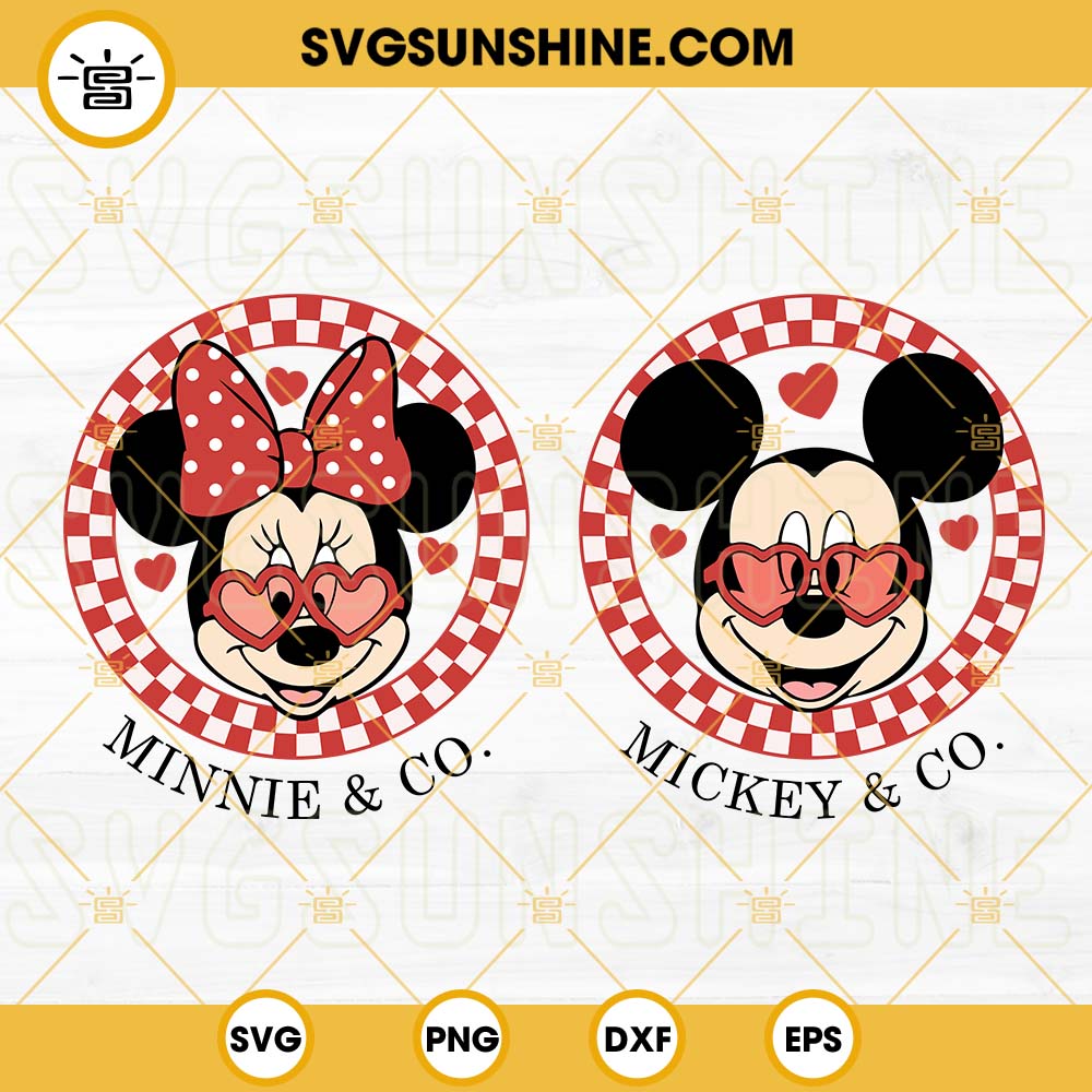 Mickey Minnie Checkered Valentines SVG, Mickey Minnie And Co Valentine SVG, Disney Valentine SVG