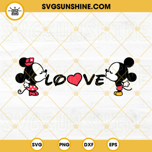 Mickey Minnie Love Kissing SVG, Matching Couple SVG, Mickey And Minnie Valentine’s Day SVG PNG DXF EPS