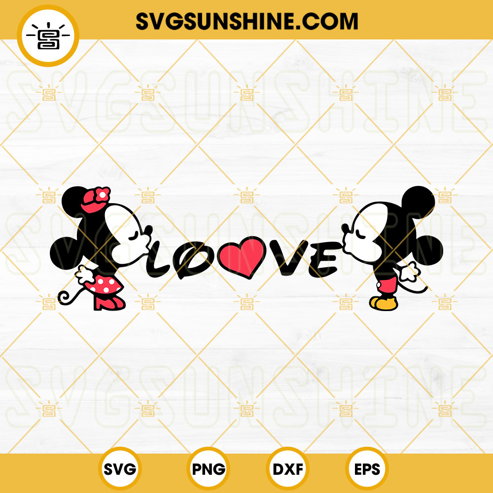 Mickey Minnie Love Kissing SVG, Matching Couple SVG, Mickey And Minnie Valentine's Day SVG PNG DXF EPS