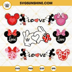 Mickey Minnie Valentine SVG Bundle, Mouse Ears Heart SVG, Mickey Hearts And Mickey Gloves SVG