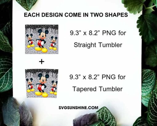 Mickey Mouse 20oz Skinny Tumbler Wrap For Sublimation