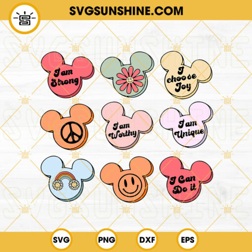 Mickey Mouse Candy Hearts SVG, Conversation Hearts SVG, Mickey Valentines SVG, Motivational Quotes SVG