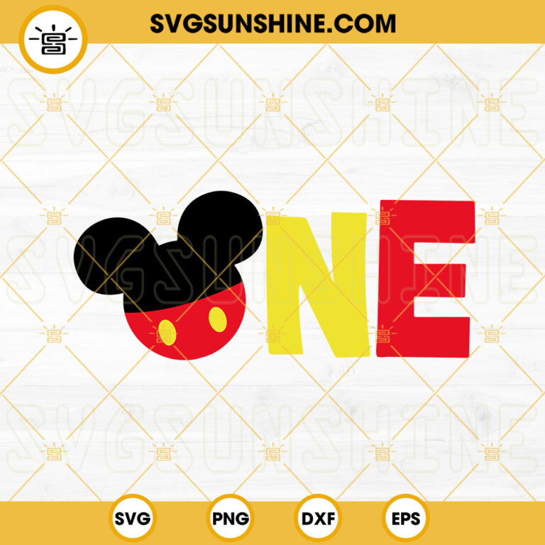 Mickey Mouse One SVG, Happy Birthday SVG, Mickey First Birthday SVG PNG