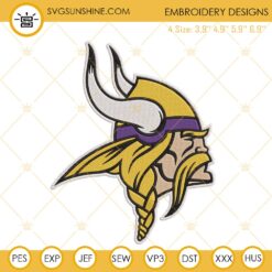 Minnesota Vikings Logo Embroidery Files, NFL Football Team Machine Embroidery Designs