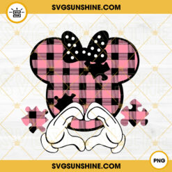 Minnie Mouse Autism Puzzle PNG, Minnie Pink Buffalo Plaid PNG, Autism Awareness PNG Digital Download