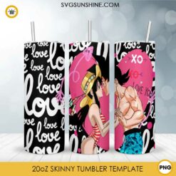 Goku And Chichi Xo Xo 20oz Skinny Tumbler Template PNG, Dragon Ball Valentine Tumbler PNG File Digital Download