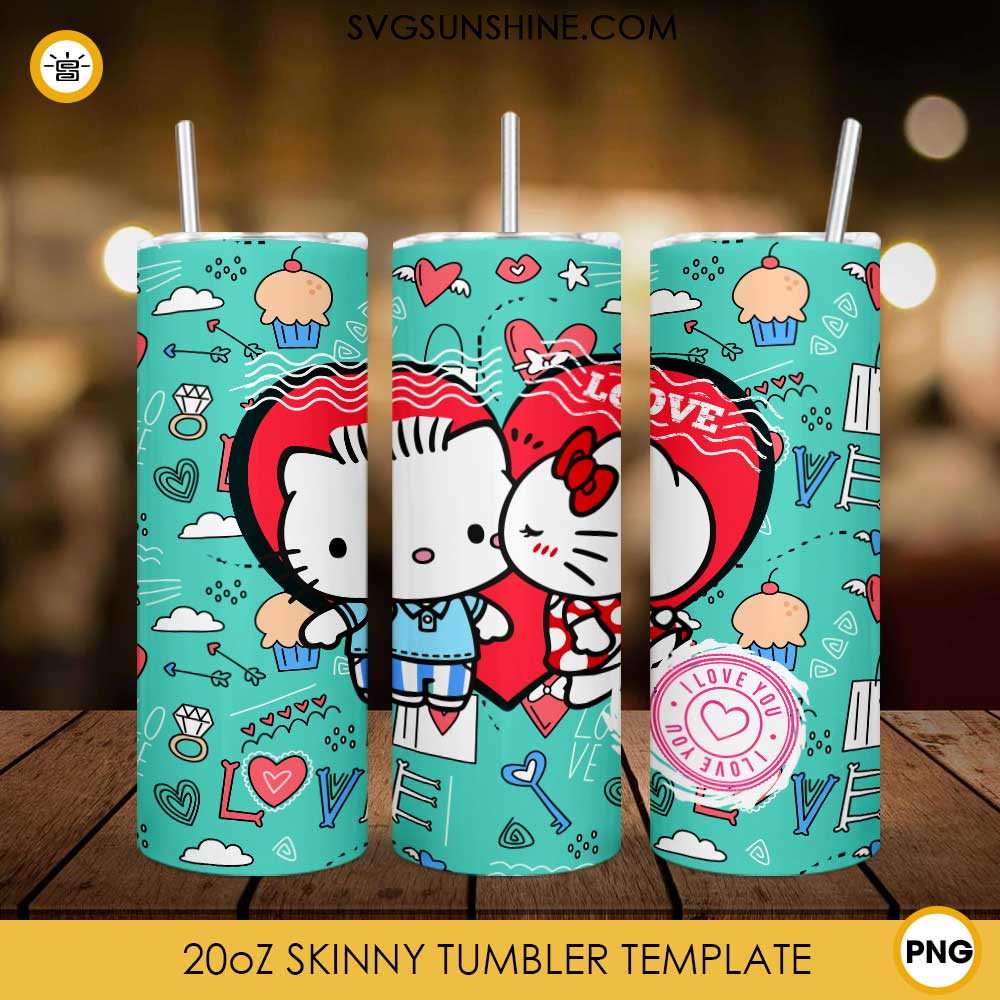 Hello Kitty Love Valentine 20oz Tumbler Template PNG