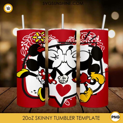 Mickey And Minne Kissing 20oz Tumbler Template PNG, Disney Valentine Tumbler PNG File Digital Download