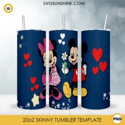 Mickey And Minne Valetine 20oz Skinny Tumbler Template PNG