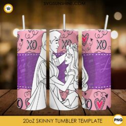Aurora And Prince Valentine 20oz Skinny Tumbler Template PNG, Sleeping Beauty Tumbler Template PNG File Digital Download