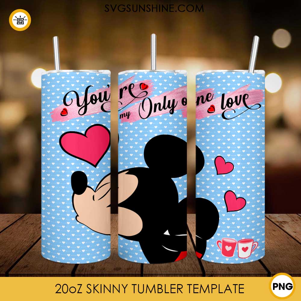 Mickey Kiss Valentine 20oz Skinny Tumbler Template PNG