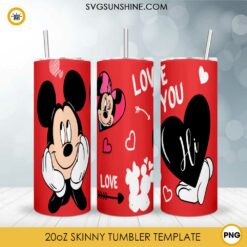 Mickey Love Minnie Valentine 20oz Skinny Tumbler Template PNG
