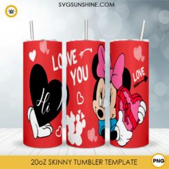 Minnie Love Mickey Valentine 20oz Skinny Tumbler Template PNG