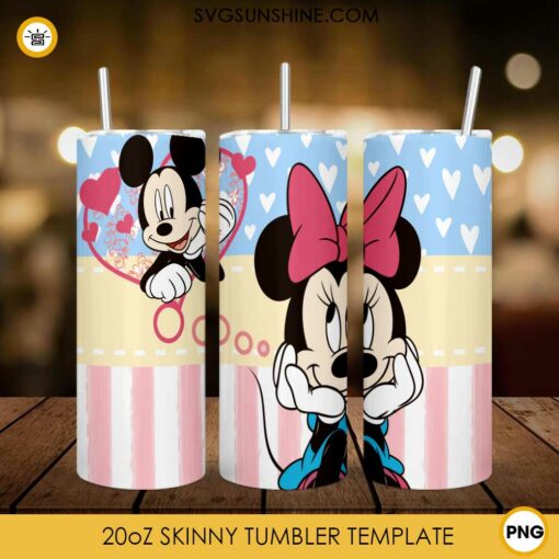 Minnie Miss Mickey Valentine 20oz Skinny Tumbler Template PNG, Disney Valentine Tumbler PNG
