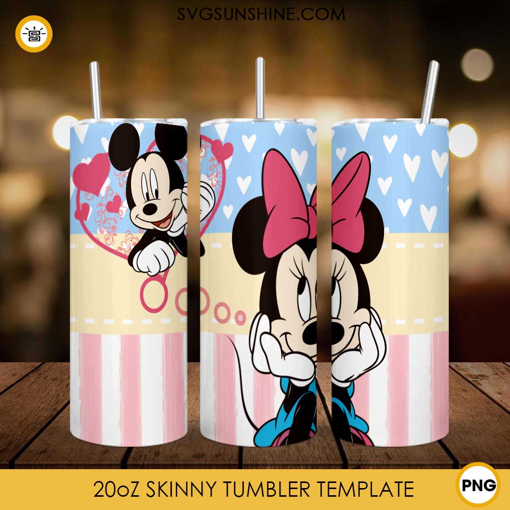 Minnie Miss Mickey Valentine 20oz Skinny Tumbler Template PNG, Disney Valentine Tumbler PNG