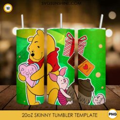 Pooh Bear Piglet Valentine 20oz Skinny Tumbler Template PNG, Winnie The Pooh Tumbler PNG File Digital Download