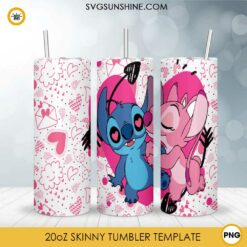 Stitch And Angel 20oz Skinny Tumbler PNG,  Stitch Valentine Tumbler PNG File Digital Download