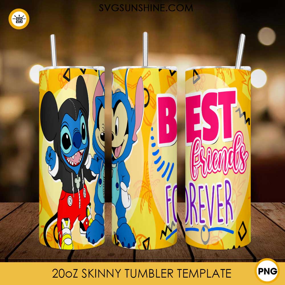 Stitch And Mickey Best Friends Forever 20oz Tumbler Template PNG File