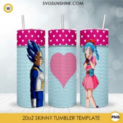 Vegeta And Bulma Valentine 20oz Skinny Tumbler Template PNG, Dragon Ball Tumbler PNG File Digital Download
