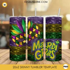 Glitter Mardi Gras Mask 20oz Tumbler PNG File Digital Download