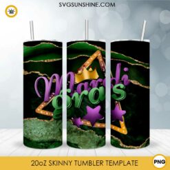 Mardi Gras 20oz Skinny Tumbler Design PNG File Digital Download