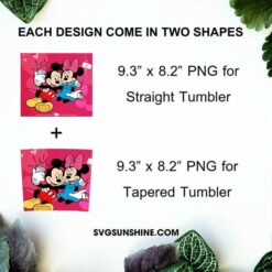 Mickey And Minne Love 20oz Skinny Tumbler Template PNG, Disney Valentine Tumbler Template PNG File Digital Download