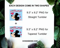 Mickey Kiss Valentine 20oz Skinny Tumbler Template PNG