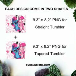 Stitch And Angel 20oz Skinny Tumbler PNG, Stitch Valentine Tumbler PNG File Digital Download