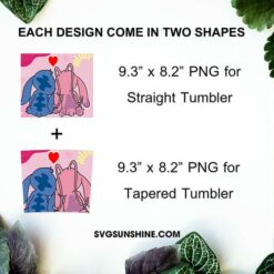Stitch And Angel Love 20oz Tumbler Template PNG, Stitch Valentine Skinny Tumbler PNG File