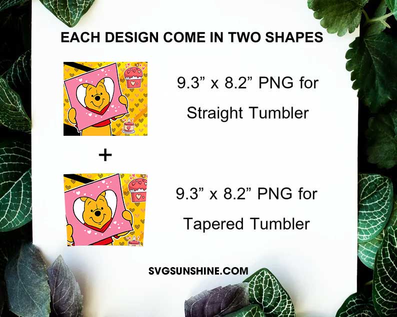 Winnie The Pooh Valentine 20oz Tumbler Template PNG File Digital Download