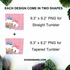 Donald Duck And Daisy Valentine 20oz Skinny Tumbler Template PNG