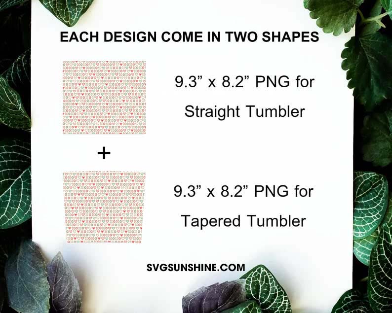 Xoxo Pattern Skinny Tumbler Wrap PNG, Valentine Tumbler Design